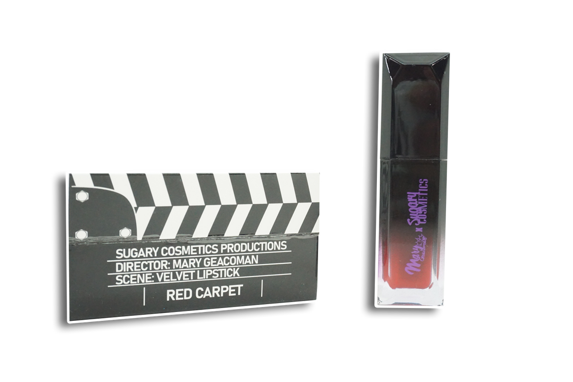 CLAPPER LIPSTICK RED CARPET- VELVET | MARY GEACOMAN X SUGARY COSMETICS MOVIE NIGHT